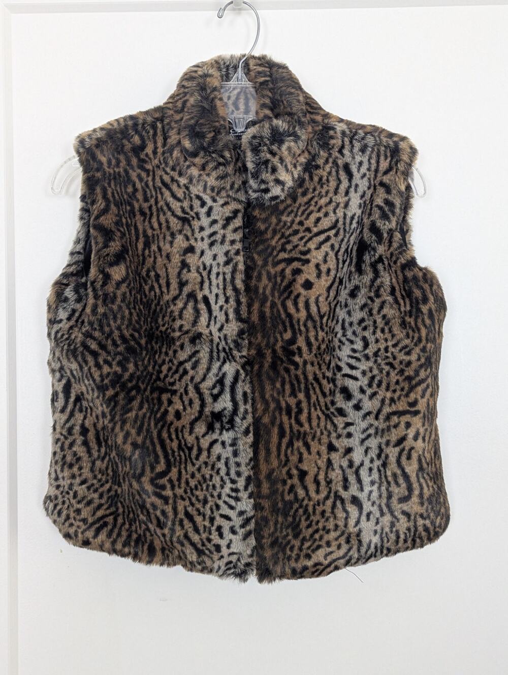 NWT Cejon Faux Fur Vest Small Leopard Cheetah Animal Print Mob Wife Y2K